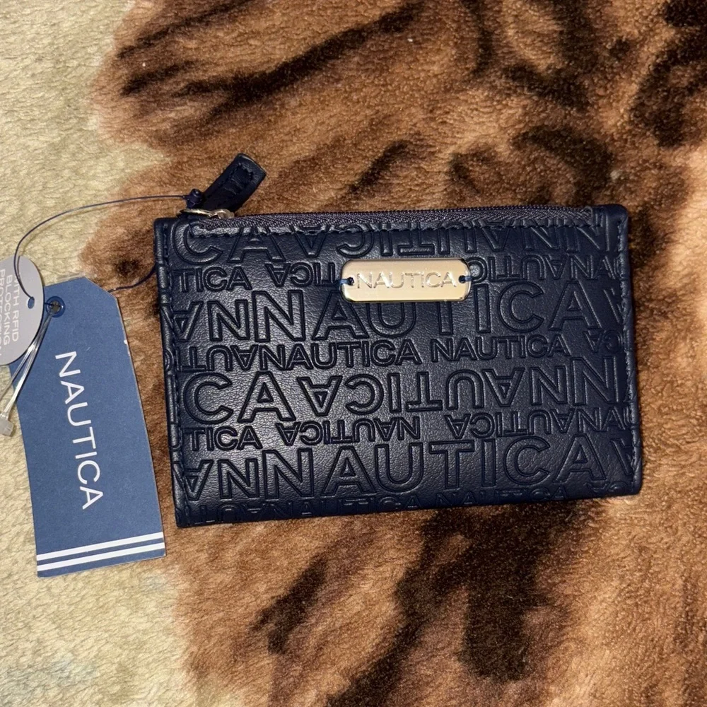 Nautica Blue Navy Embossed Card Holder